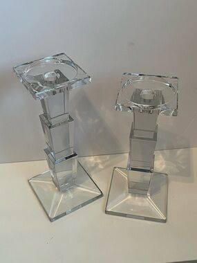 Mikasa Empire Pillar Crystal Candle Holders - Set of 2